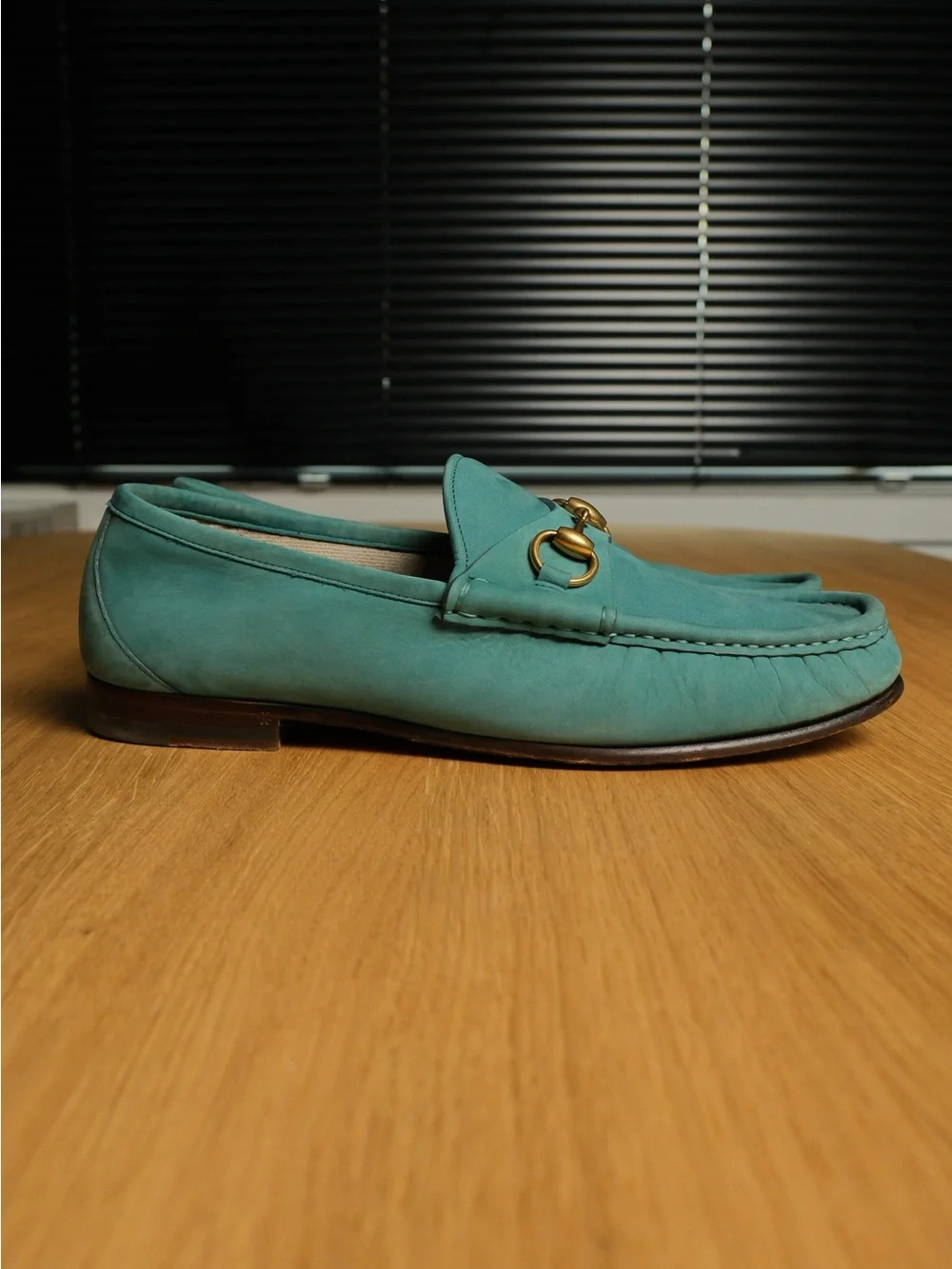 Rare Gucci 1953 Horsebit Loafers Teal Leather Size 8 With Box